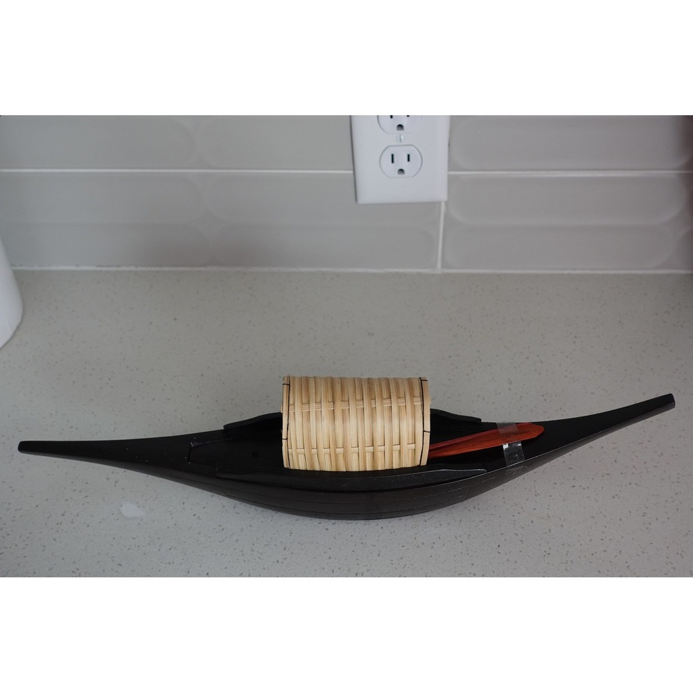 Vintage wooden gondola boat with oars‎ home accent decor